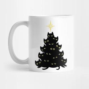 Black Cat happy Christmas tree Mug